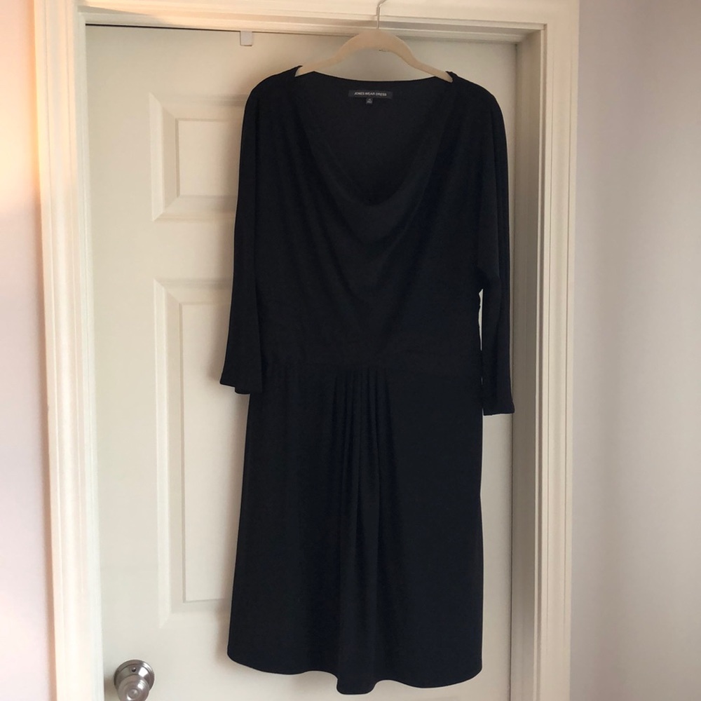 Jones Wear Dress 14 black cowl neck accented waist
